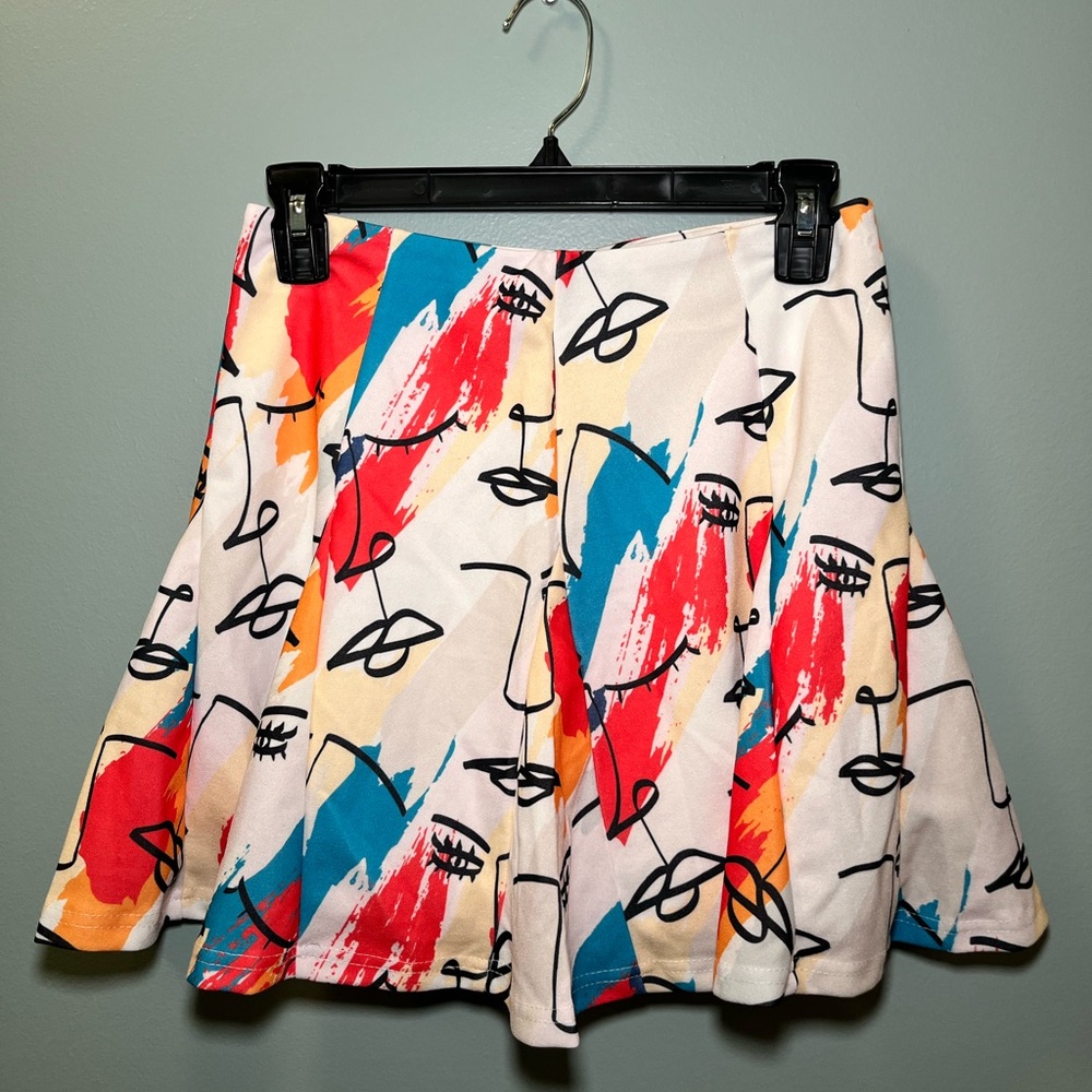 colorful abstract print women's skirt